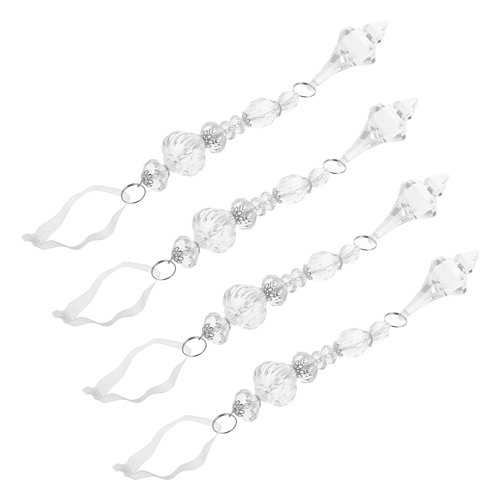 

4Pcs Clear Acrylic Drop Christmas Tree Decorations Teardrop Shaped Hanging Ornaments Festive Holiday Party Centerpiece Pendants