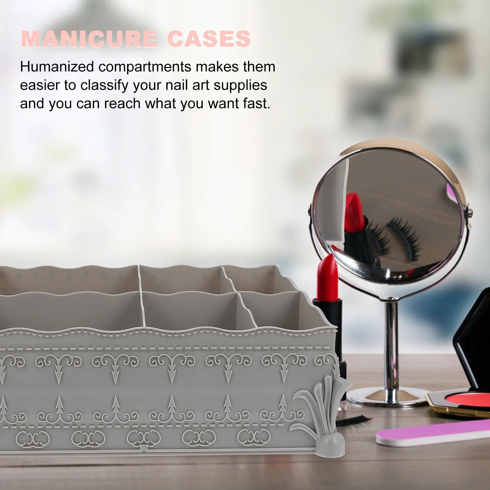 

2 шт. многофункциональные коробки для хранения инструментов для дизайна ногтей, гуманизированные отделения, настольные органайзеры для ручек для лака для ногтей