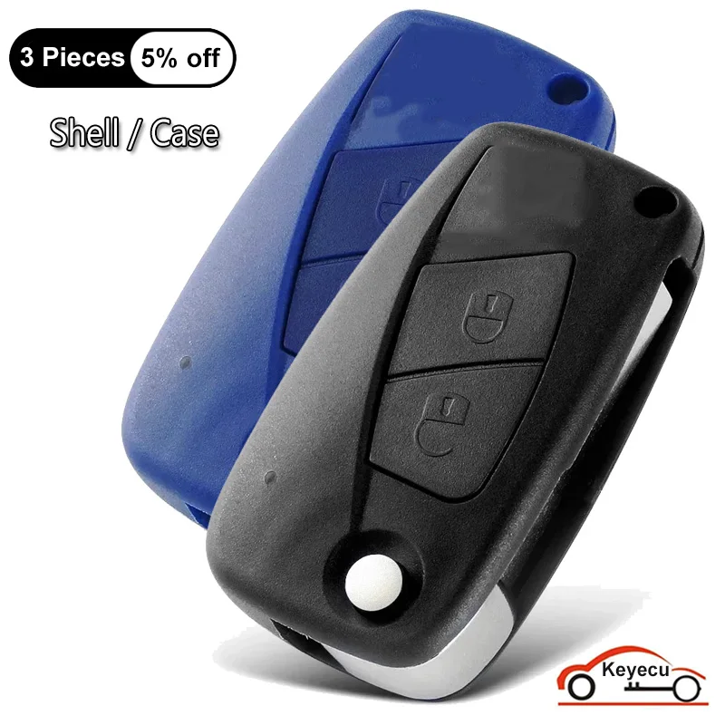 

KEYECU 2 Buttons Case for Fiat Iveco Punto Ducato Stilo Panda Idea Doblo Bravo Auto Flip Remote Control Key Fob Shell Cover