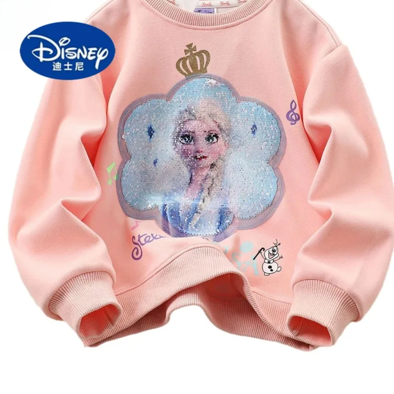 ديزني بنات الخريف الشتاء هوديي جولة الرقبة بريق عكسها تغيير اللون، لطيف كبير الأطفال أعلى الأزياء