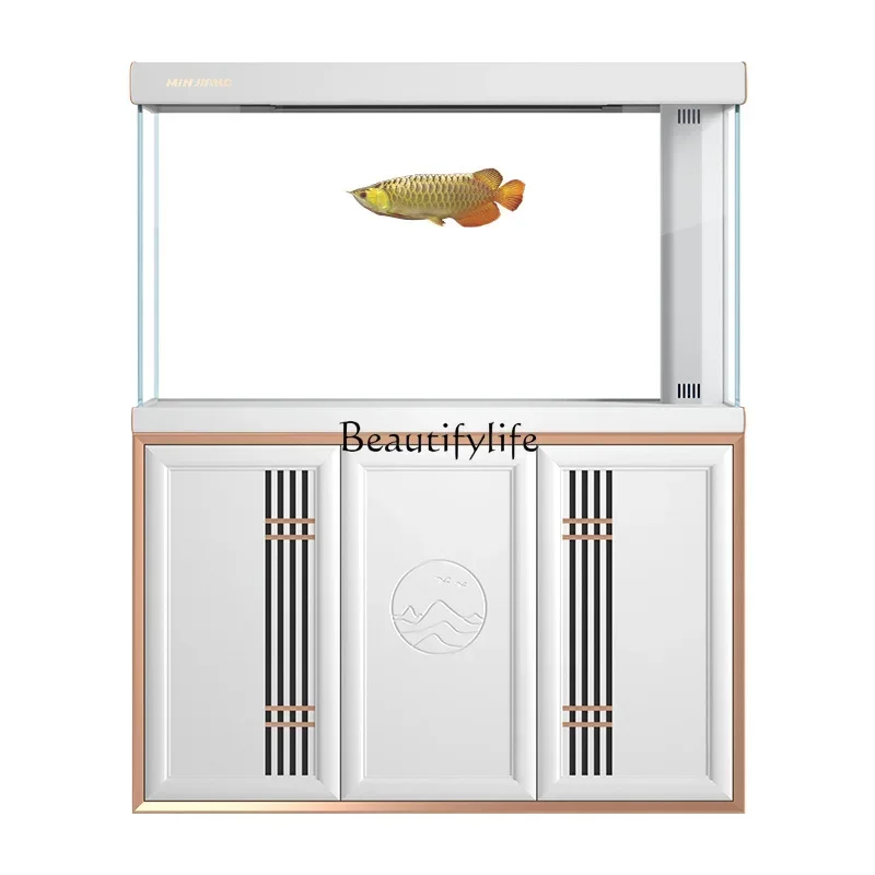 Fish Tank Aquarium Large New Chinese Floor Change Water Light Luxury Super White Bottom Filter Dragon Fish Tank