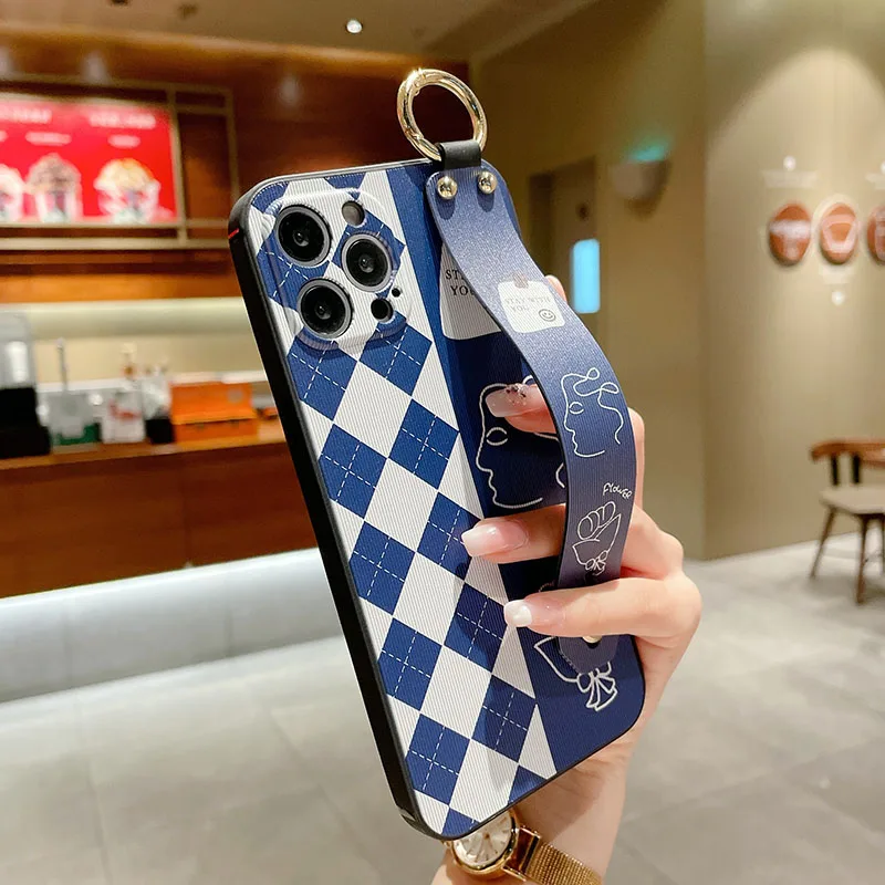 لينة بولي TPU شريط للرسغ الحال بالنسبة لسامسونج S24 S25 S23 S22 زائد الترا S21 S20 FE A55 54 35 15 52 53 73 25 شبكة يده غطاء الهاتف #3