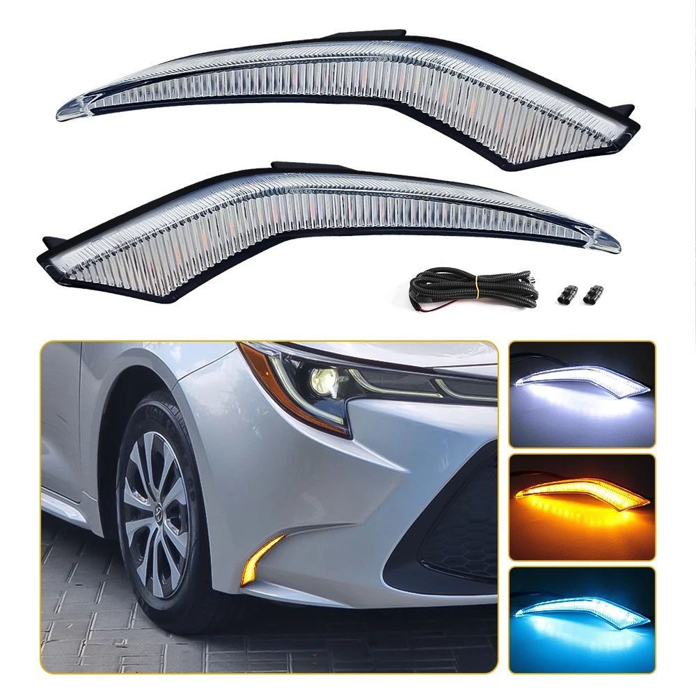 Daytime Running Light For Toyota Corolla L/LE/XLE Hybrid Levin 2020 2021 2022 Tricolor 3 Functions Car LED DRL Lamps Accessories