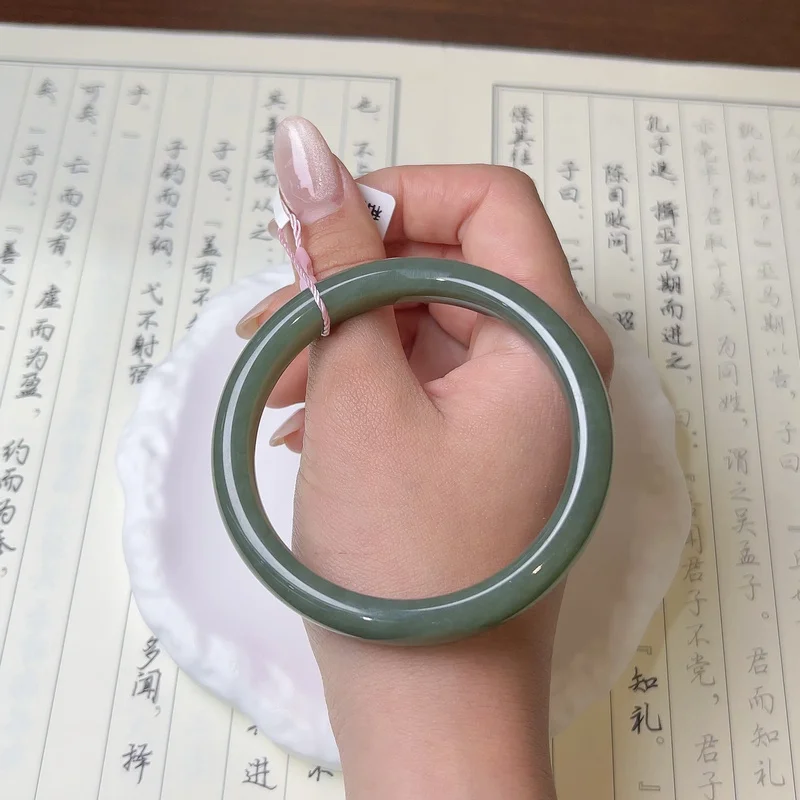 Natural Qemom Blue Bracelet, Lake Jasper, Green Hetian Jade