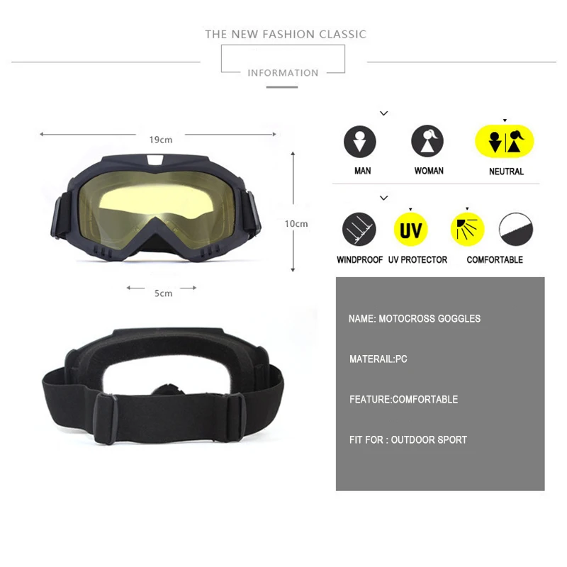 Motorcycle glasses motocross goggles moto Bike Goggle Motorcycle Enduro Off-Road Windproof skiing Skating Glasses