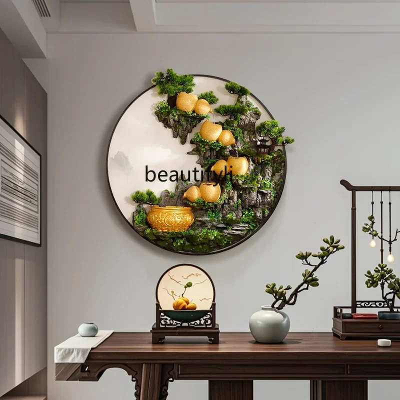 Entry entrance flowing water ornament three-dimensional decorative painting living room tea room  led luminous hanging painting