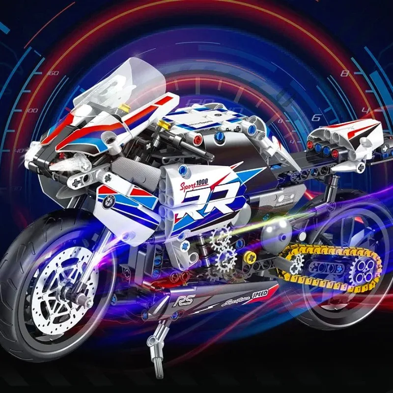 

1:8 Motorcycle Building Blocks Toys Moc Super Motorbike Model Kit Assembly Model Puzzle Educational Toy Desktop Ornament Gift
