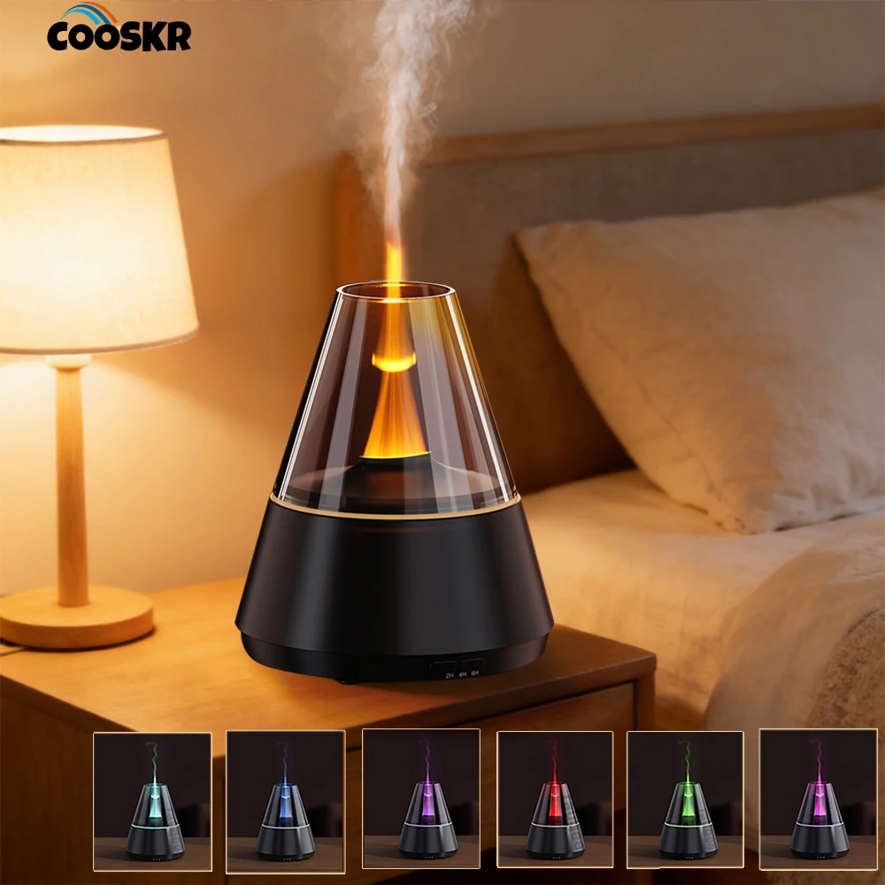 Essential Oil Diffuser Air Humidifier Aromatherapy Diffuser with 7 Colors Light Mist Humidifier for Bedroom Flame Humidifiers