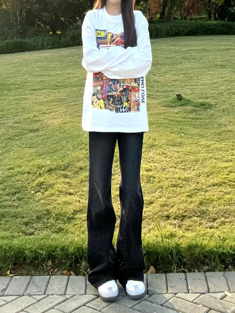 

Мужские джинсы в стиле ретро, прямые, удлиненные, в американском стиле, модные, брендовые, для молодежи