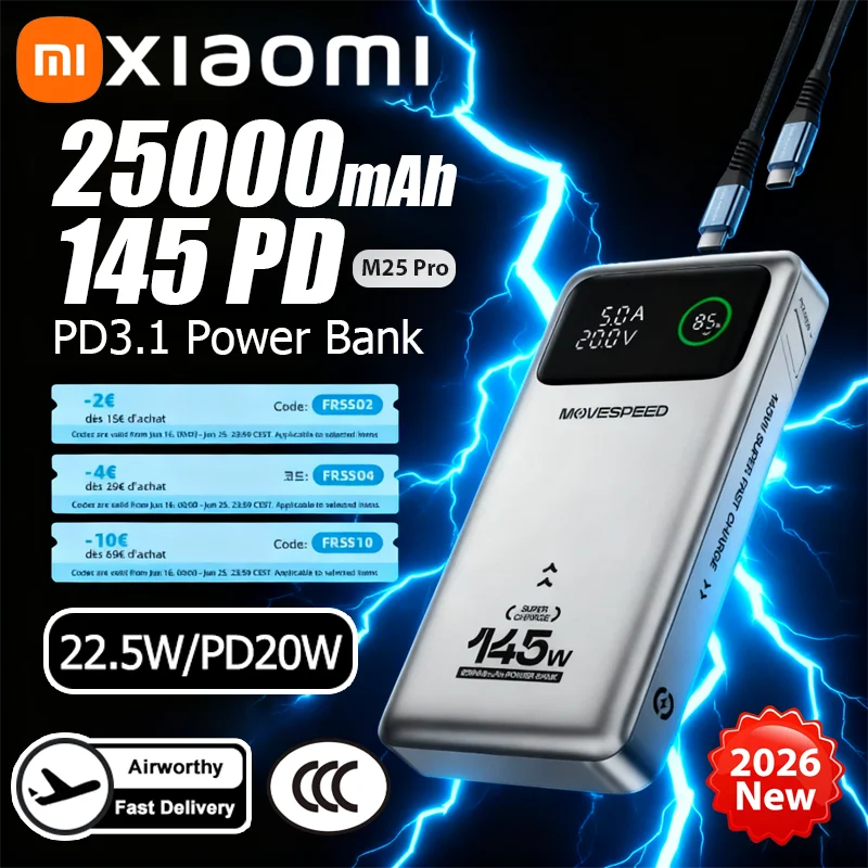 

Xiaomi M25Pro 145W Power Bank 25000mAh Type C Super Fast Charging Portable External Battery PowerBank For iPhone MacBook Laptop