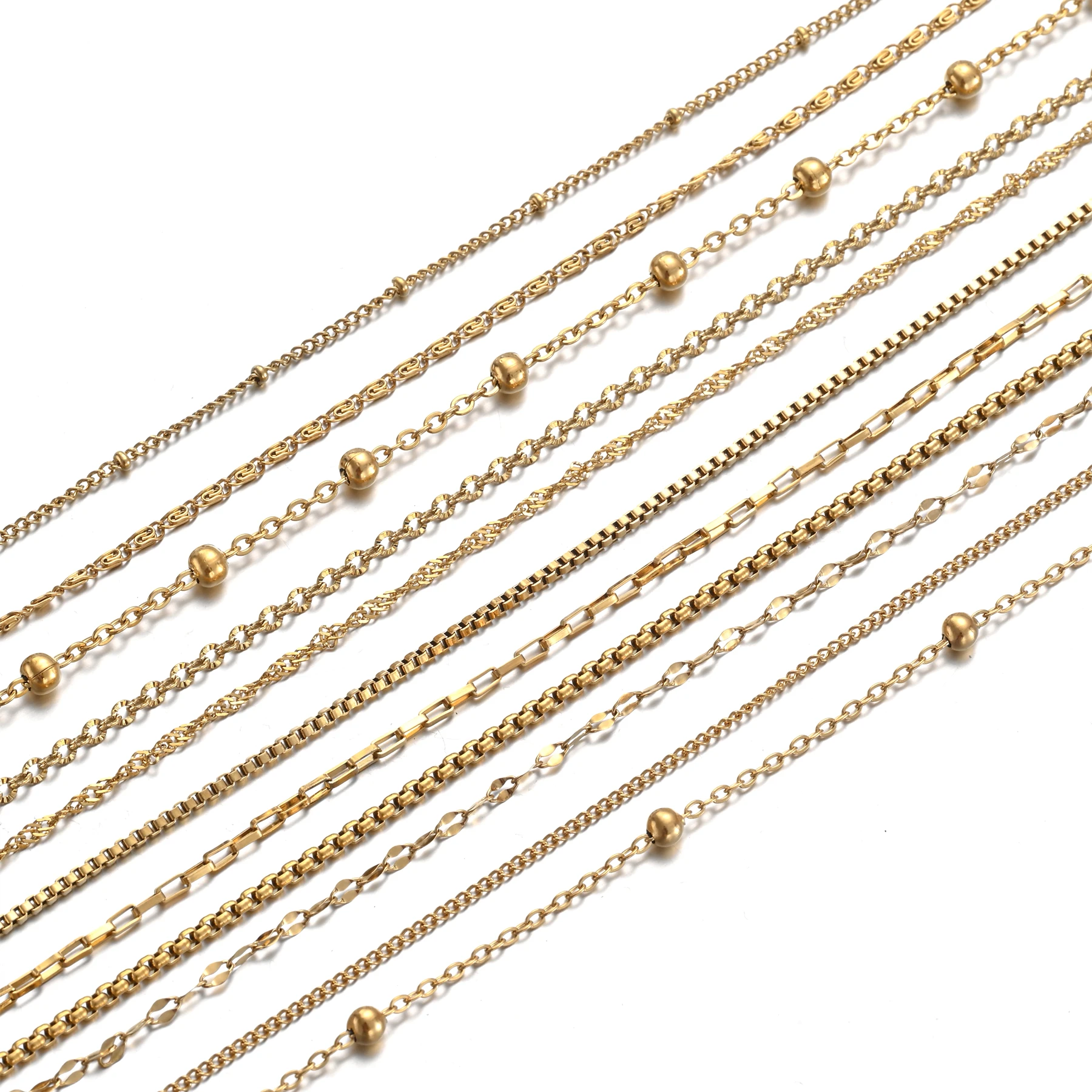 Großhandel 5 teile/los Edelstahl Winzige Kette Halskette Für Frauen DIY Einstellbare Halskette Kette Länge 45 cm + 5 cm – Detail 1