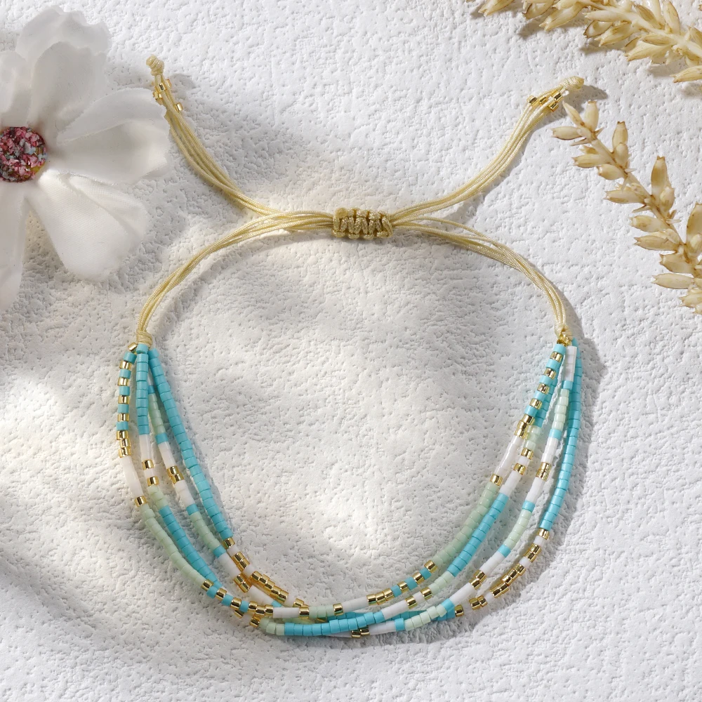 Go2boho Multi Color Dainty Four-Layer Series 2024 Modna ręcznie robiona biżuteria Hawaje BOHO Modne bransoletki z koralików Prezenty dla niej