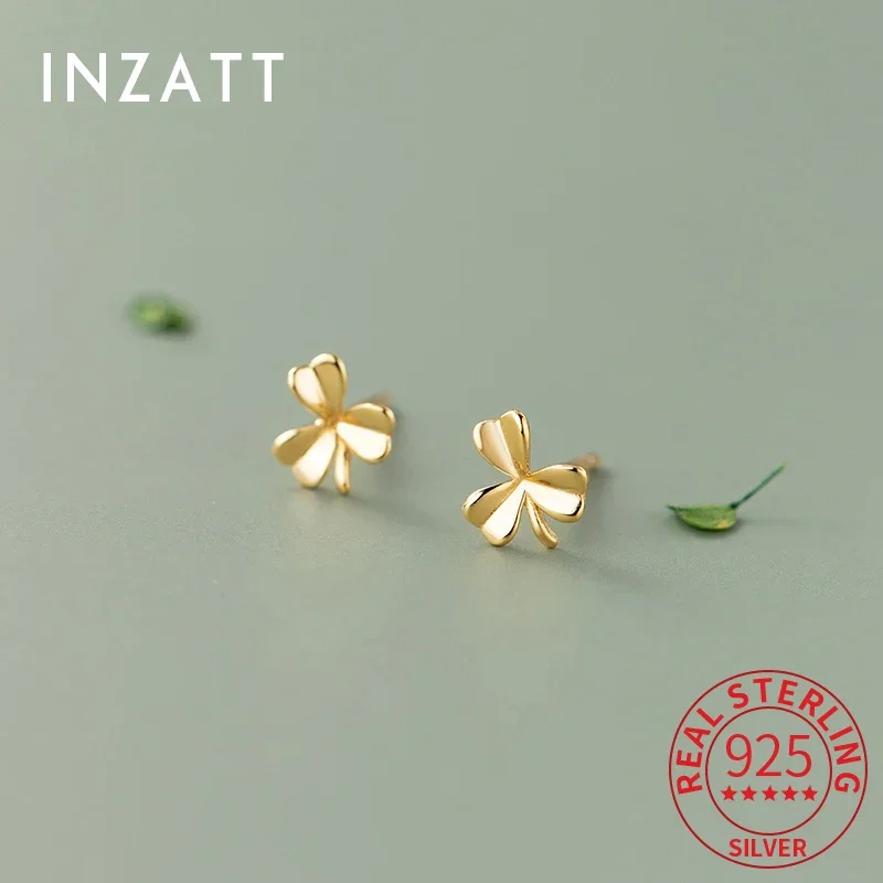 

INZATT настоящее серебро 925 пробы золото 18 карат мини-серьги-гвоздики с растениями для женщин милые минималистичные ювелирные изделия геометрические аксессуары