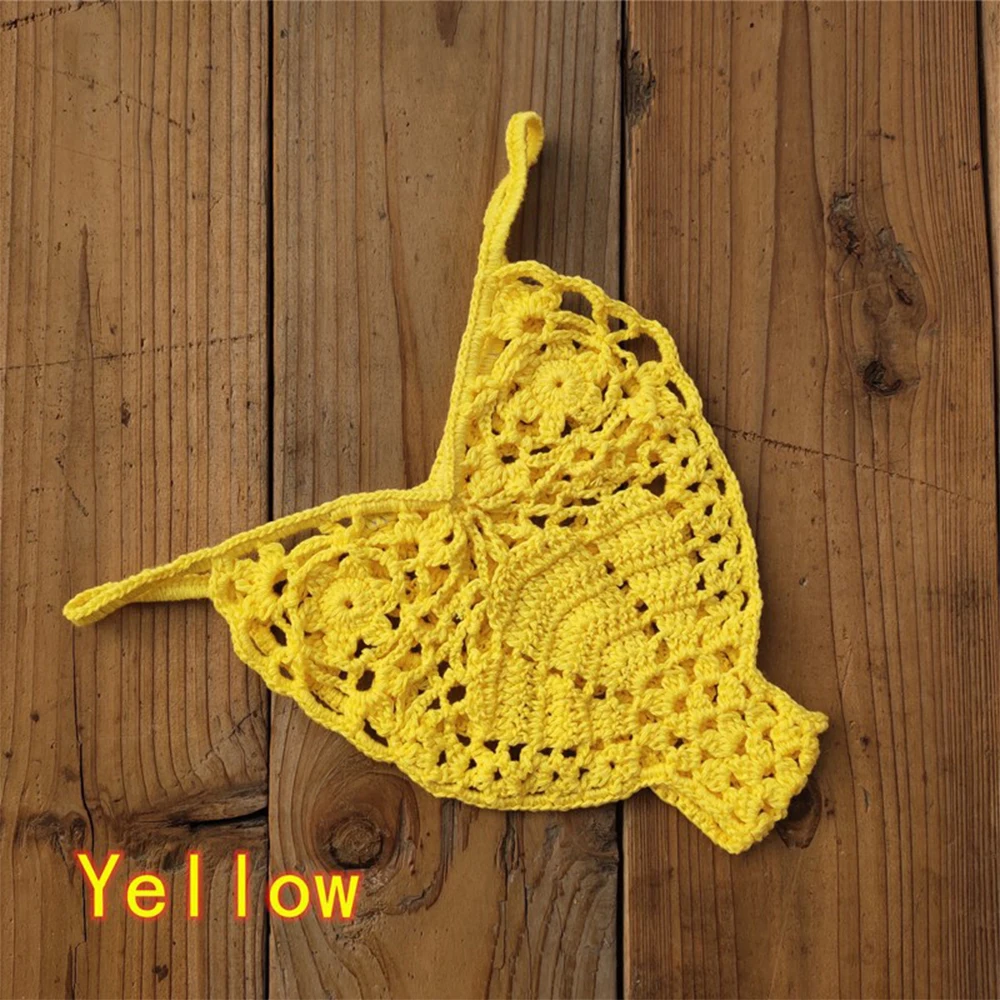 Men Hollow Out Underwear Hand Crochet Gstring Swimming Sunbathing Bikini Thong Unisex Sexy Panties Hand Crochet Sunbathing Thong