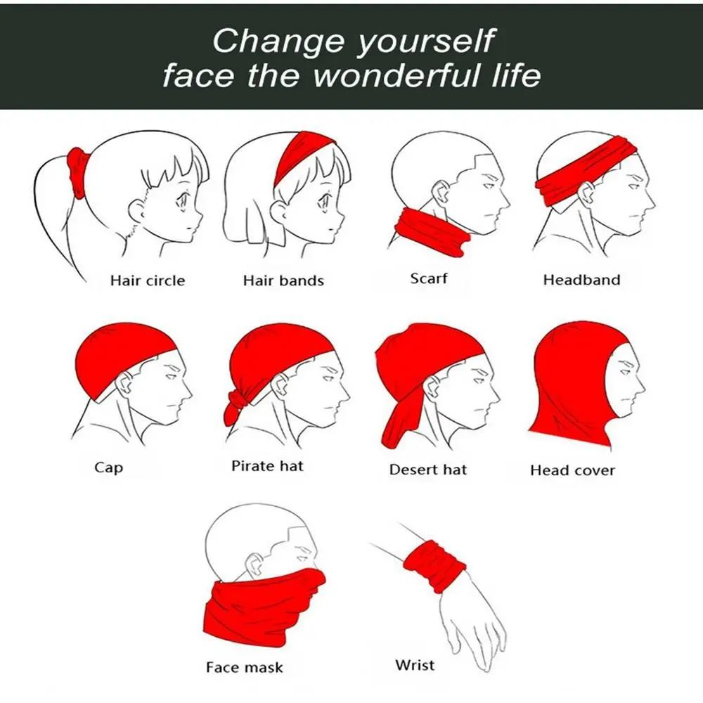 Outdoor Climbing Hiking UV Protection Bandana Printing Cycling Scarfs Windproof Headband Magic Neck Scarf Ski Fishing Headwear