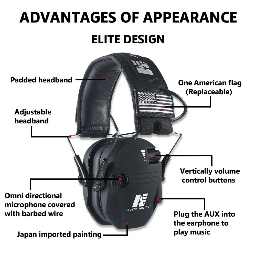 ARM NEXT-D20 Earmuffs Tiro Eletrônico, Ativo Ruído Redução Headset para Caça, Ear Defender, Amplificação De Som