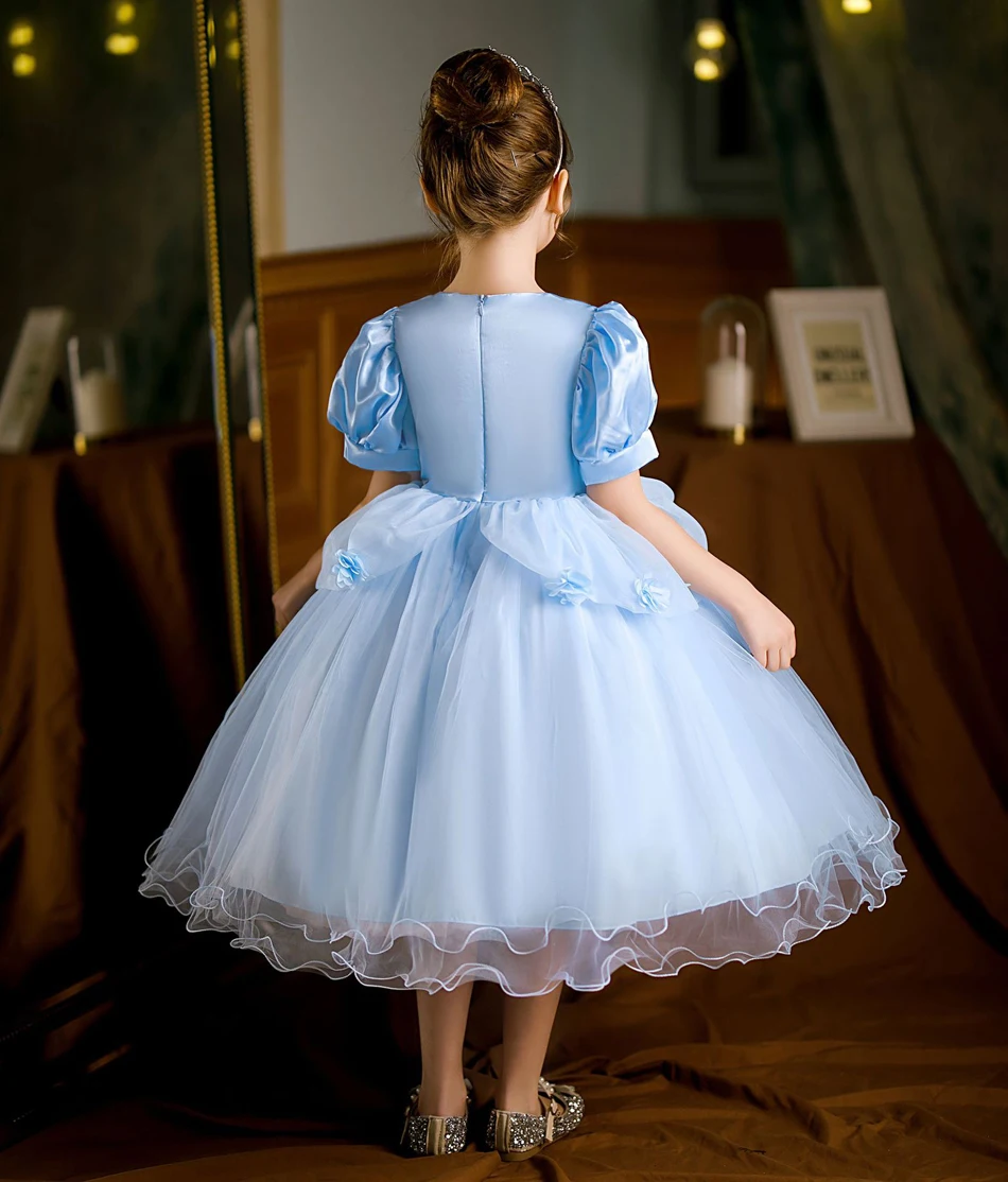 Cinderella Girls Princess Dress Halloween Pumpkin Crystal Shoes Fancy Luxury Ball Gowns Birthday Carvinal Party Outfit