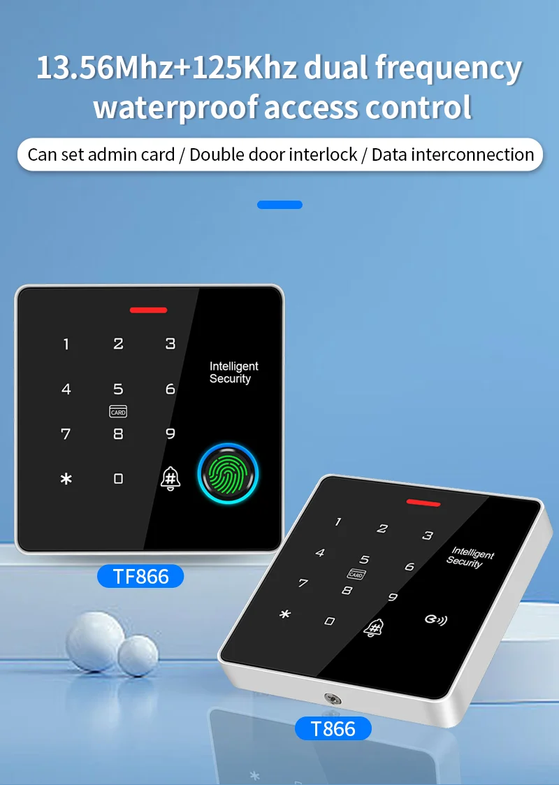 IP65 Standalone Fingerprint Access Controller 125kHz 13.56MHz Backlit Metal Keypad Light with Door Relay Lock (Commercial Grade)