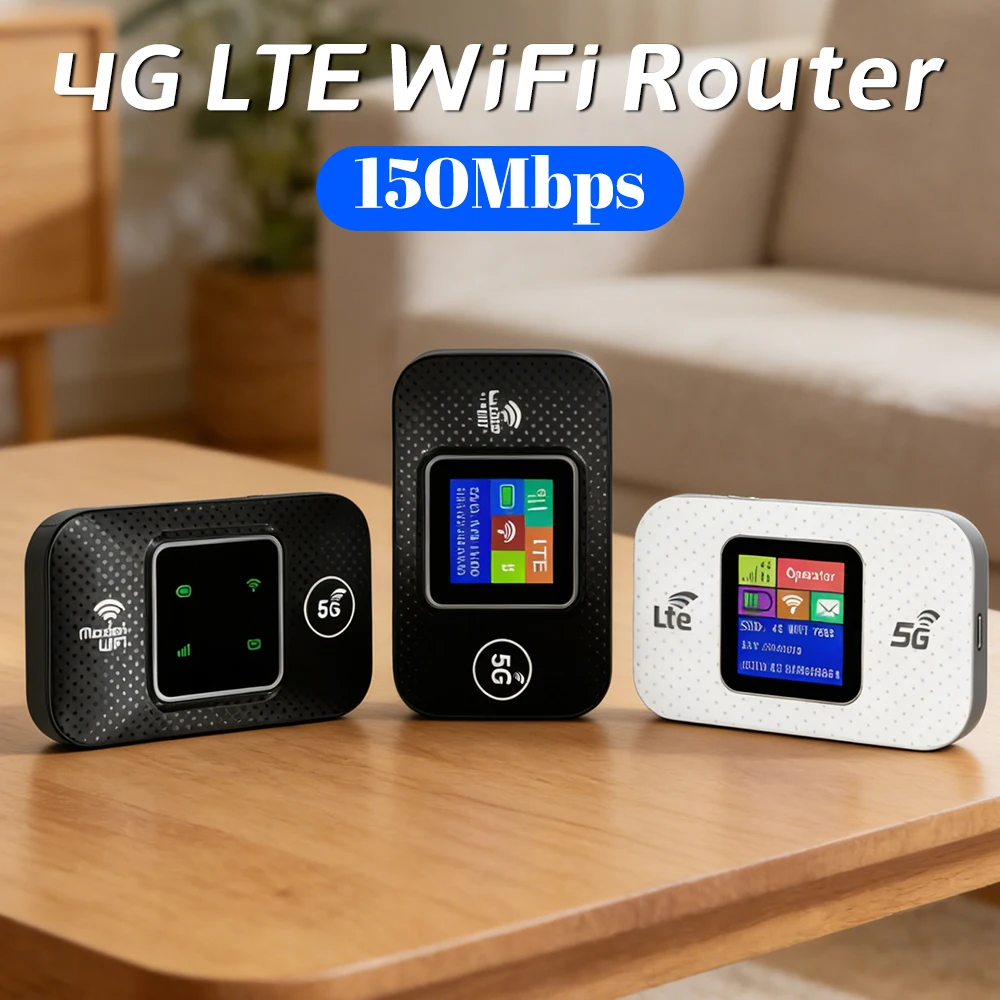 4G LTE Wireless Internet Router Wireless WiFi Router 150Mbps Hotspot Portable WiFi Device Plug Play Smart WiFi Router for Travel