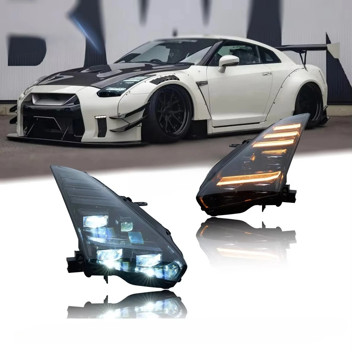 Manufacturer Assembly Full LED Day Running Light Car Accessories R35 Headlight 2008-2023 Modified LED Light for  GTR