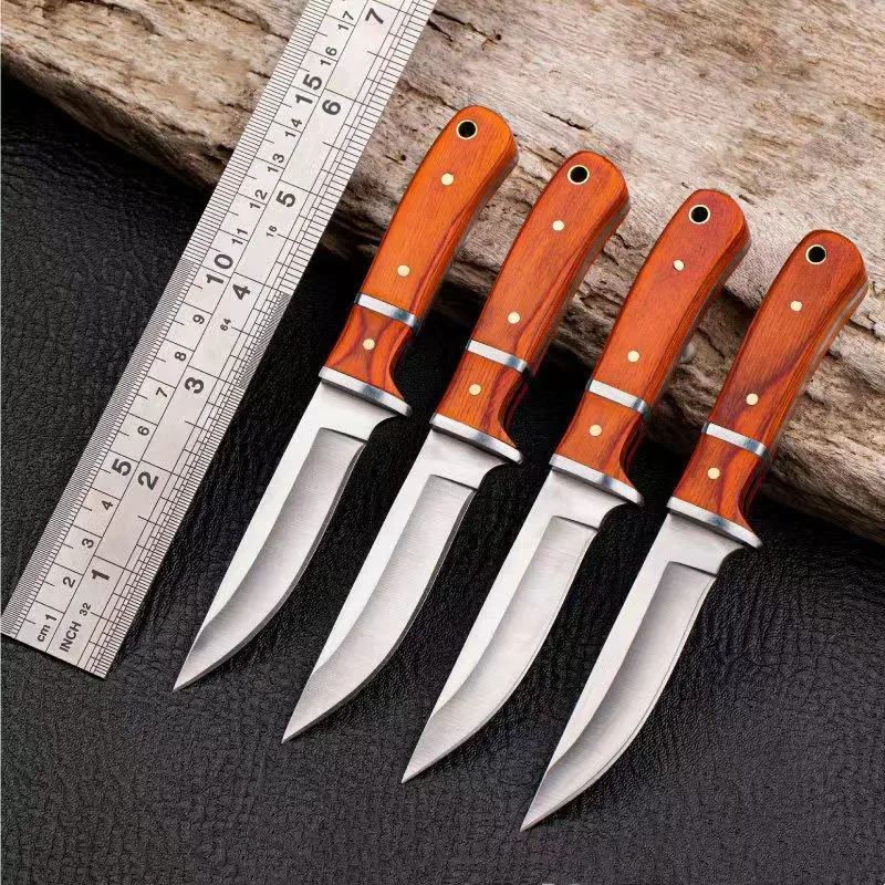 

1pc 6-Inch Multi-Purpose Knife with Redwood Handle - Portable VersatileTool for Fruit, Meat, and fishing knifet