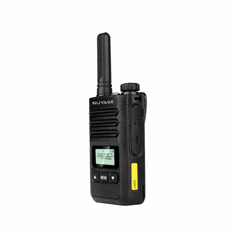 Ruyage-T2 Mini Walkie Talkie, Professional FM Transceiver, UHF Two Way Portable Clock Radio Station, Wireless