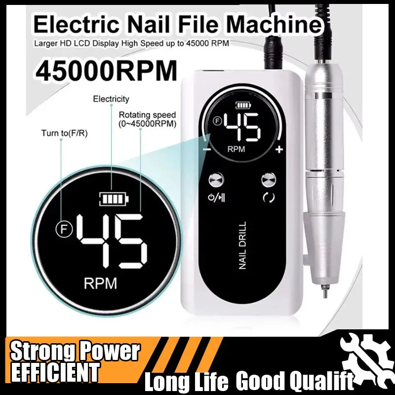 

New Hot Professional Tool Electric Portable Nail Drill Machine Rechargeable Low Noise Nail Sander File for Manicure Salon Tool