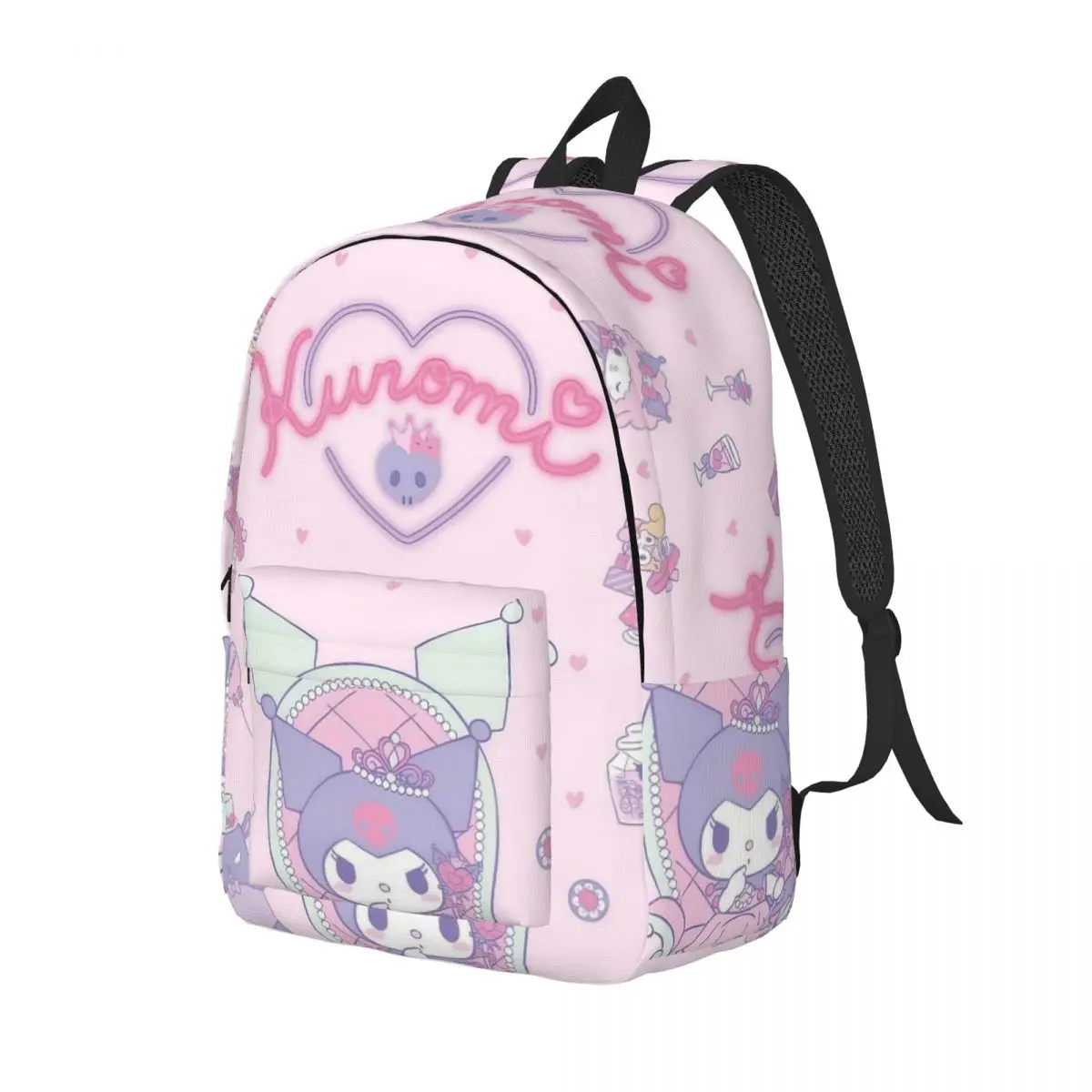 Kuromi Fashion Backpack Lightweight Student Hiking Travel Cute Cartoon Daypack for Men Women Laptop Canvas Bags