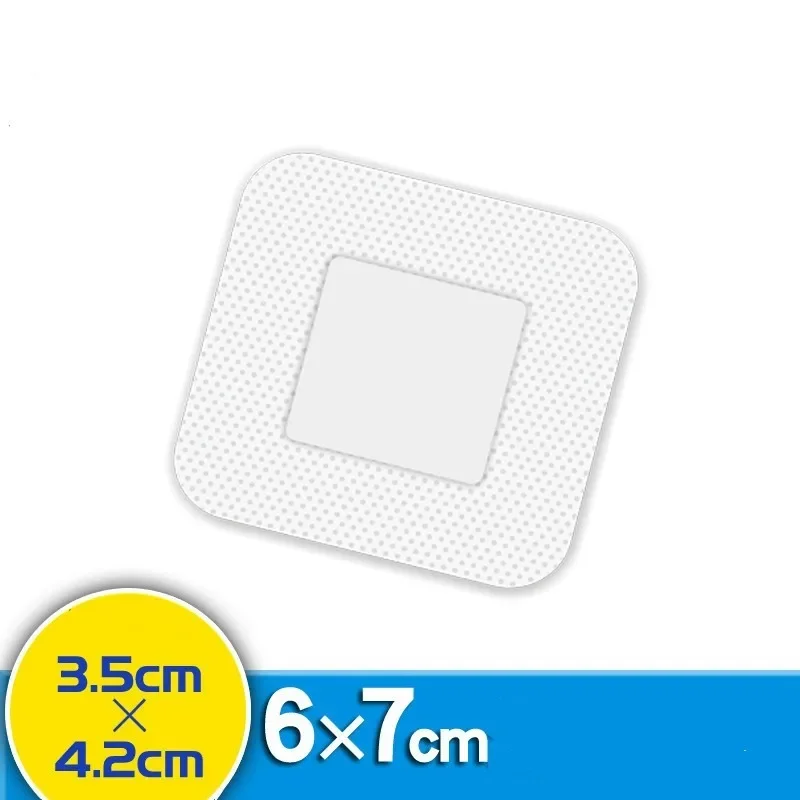 10 stücke 6X7cm Größe Klebstoff Wunde Dressing Band Hypoallergen Nicht-woven Medical aid Bandage Wunde Erste Hilfe Im Freien Schutz