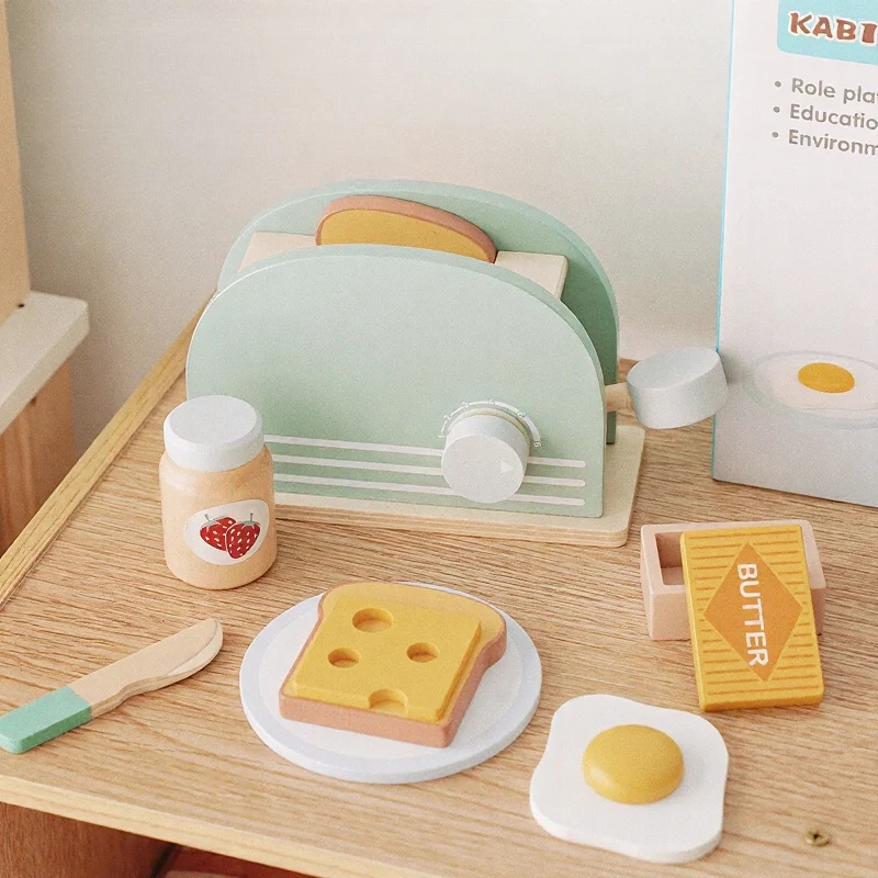 

Деревянная игрушечная хлебопечка для ролевых игр, развивающий игровой набор для приготовления еды, подарок для детей от 3 лет