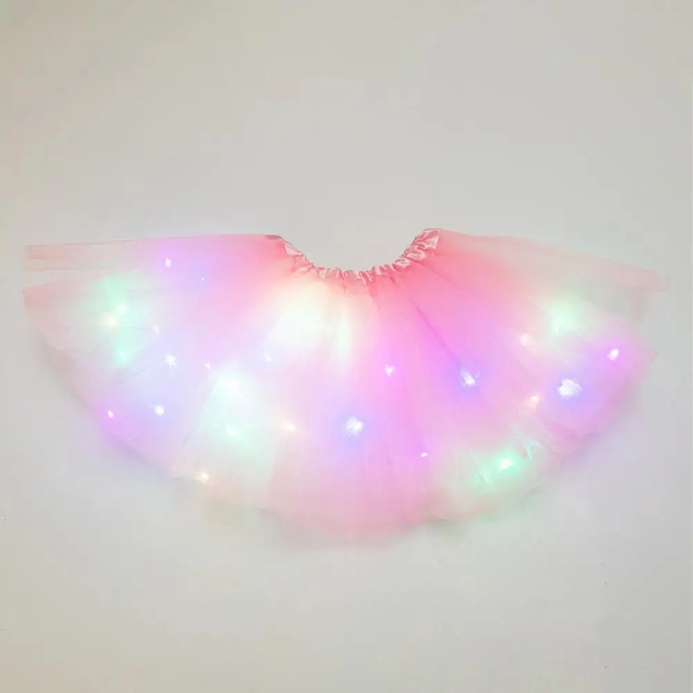 

Mesh Sequin Skirt Children Illuminated Half-length Skirt Sparkling Led Light Mesh Star Sequin Skirt for Children for Halloween