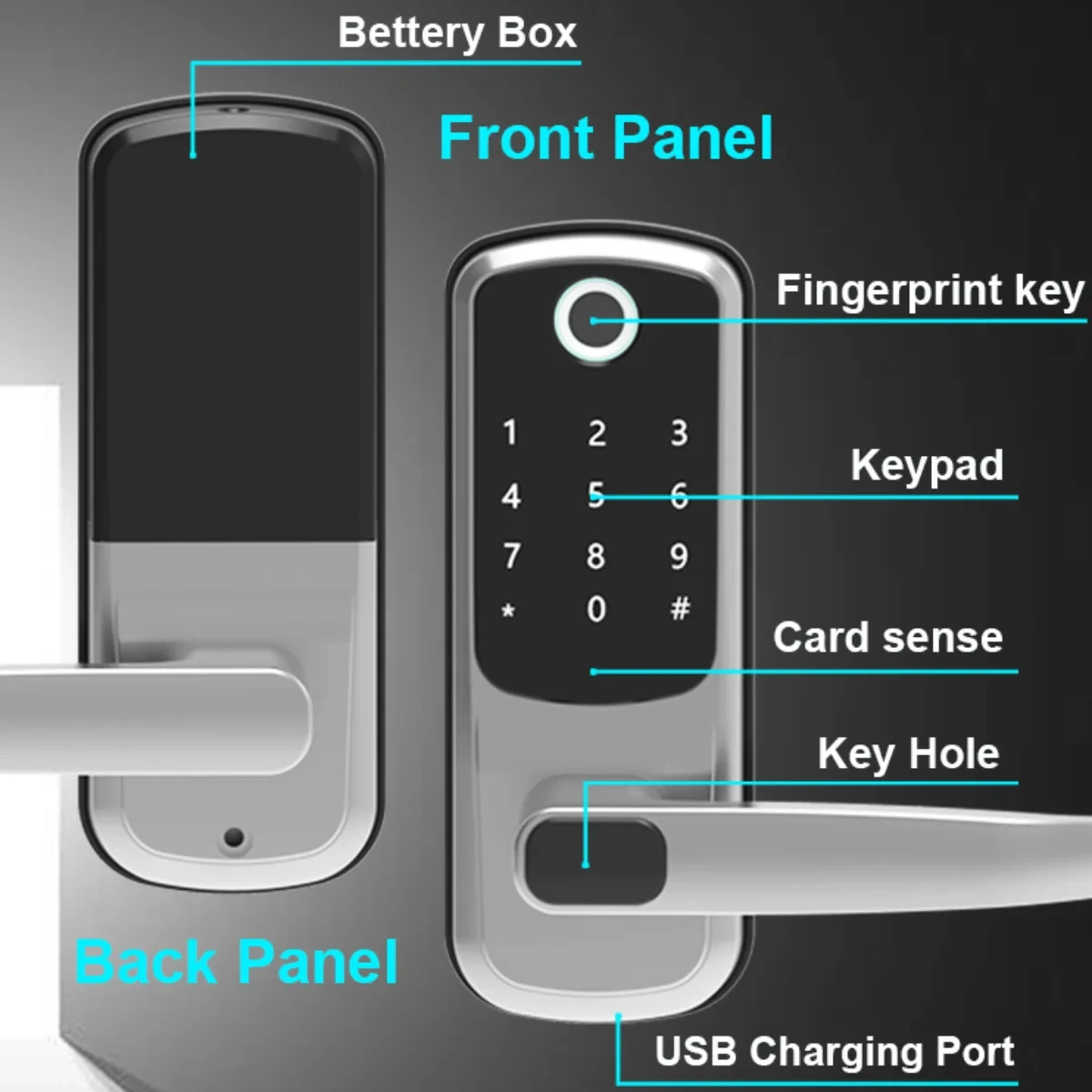 BBDHOME-Serrure de porte intelligente, déverrouillage par empreinte digitale, application TTlock, mot de passe temporaire, question, charge USB, télécommande, installation facile