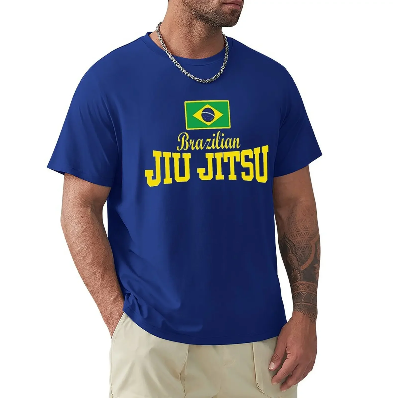 Flag Text BJJ Judo Brazilian Jiu Jitsu Men's T Shirt Harajuku Short Sleeve T-shirt Cotton Graphics Tshirt Tops