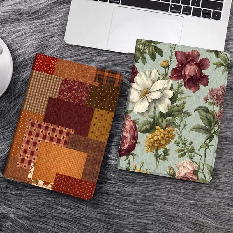 

Autumn Plaid Patchwork Fabric Gift Tablet Case For Samsung Tab Galaxy S6 S11 A A7 A8 A9 A11 10.1 10.4 10.5 Plus Lite