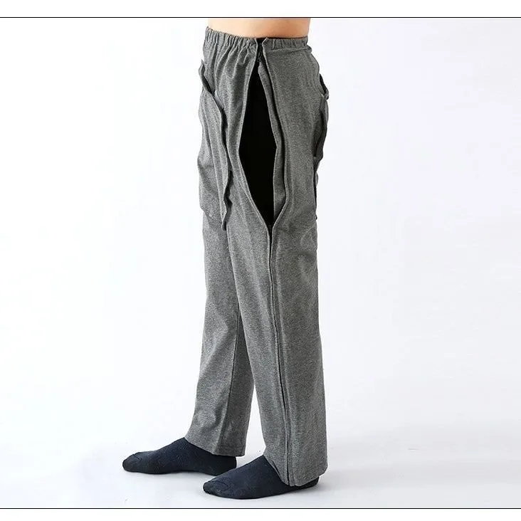 Patient Trousers Sticky Bed-Ridden Paralyzed Elderly Cold-Proof Anti-Embarrassing Open-Crotch Pants Adult Incontinence Pants Men