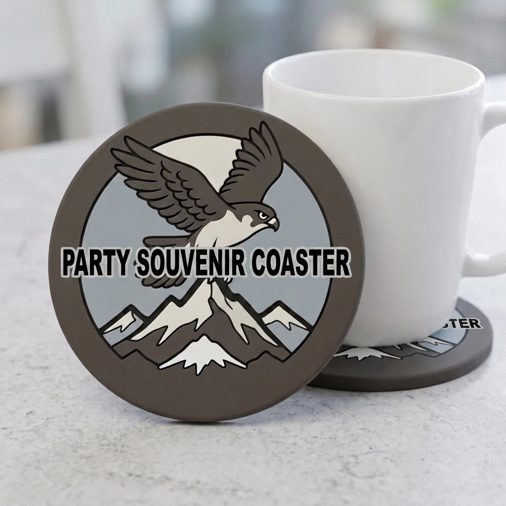 Custom Logo PVC Round Cup Coaster Non‑Slip Heat Resistant Drink Pad Personalized Table Mat Home Party Holiday Present