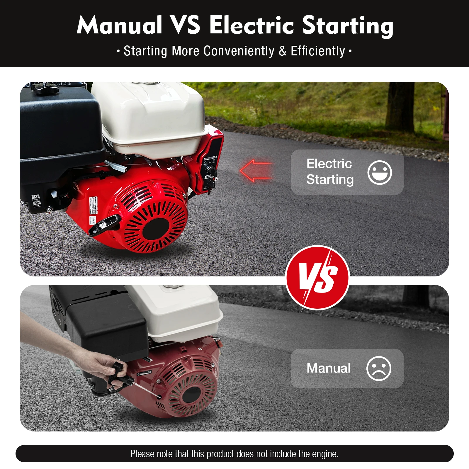 Elektrischer Start-Umrüstsatz für Honda GX340 11HP GX390 13HP 2011 vor dem Baujahr 2011, inklusive Anlasser, Schwungrad und Zündschloss