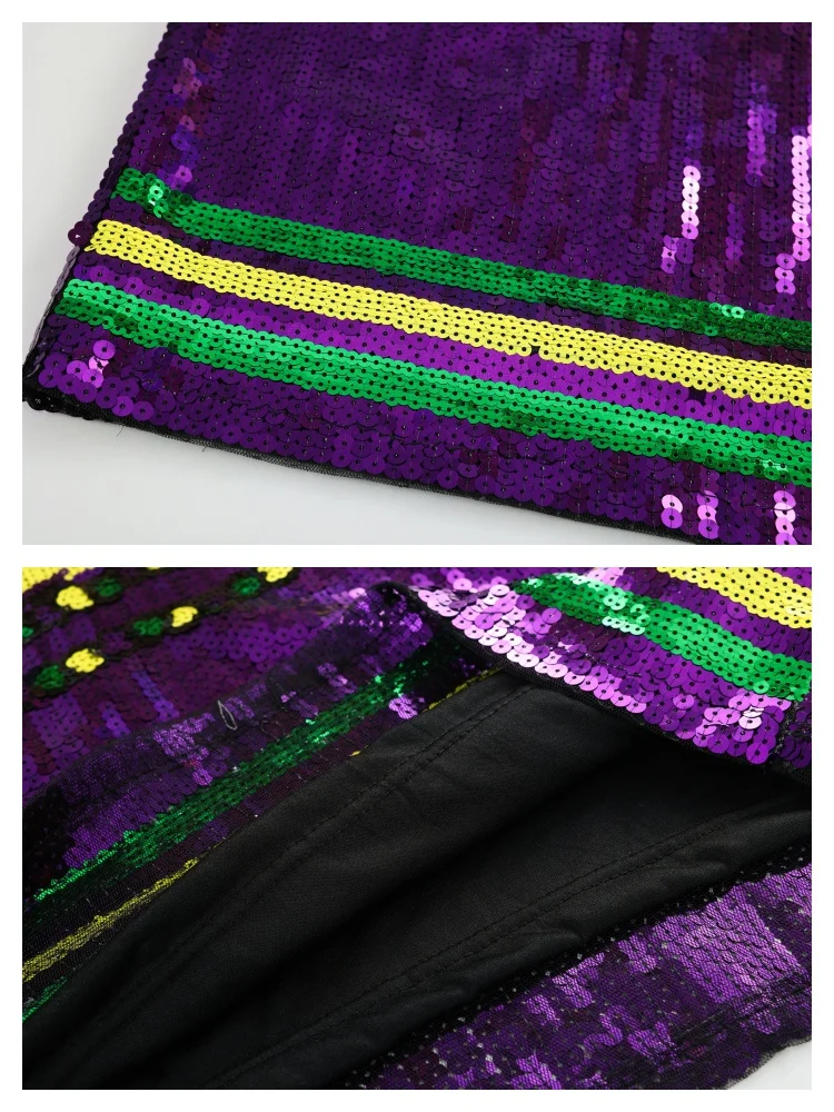 Abito da festa con paillettes con stampa maschera Fleur-De-Lis scintillante, girocollo, mezza manica, abito t-shirt con paillettes larghe oversize a blocchi di colore