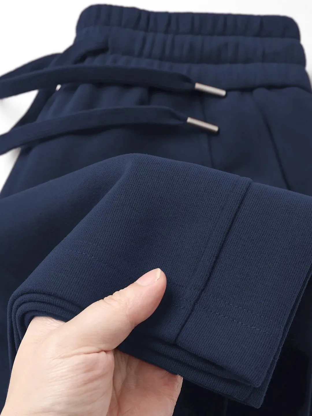 Slimming High Waist Wide Leg Pants Women's Straight Cut Casual Sports Spring Autumn Dark Blue Banana Shape Trousers