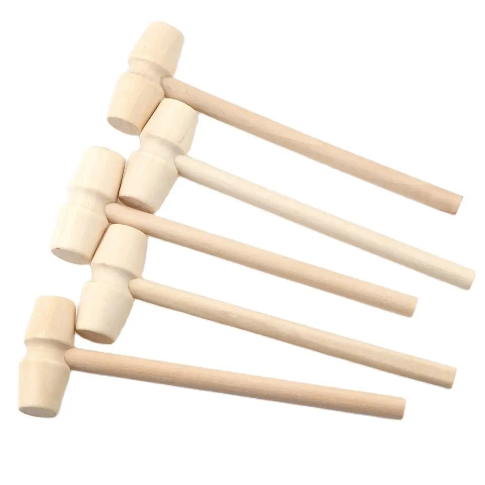 6 Pieces Mini Wooden Hammer Balls Toy Pounder Replacement Wood Mallets Baby Cake diy m030