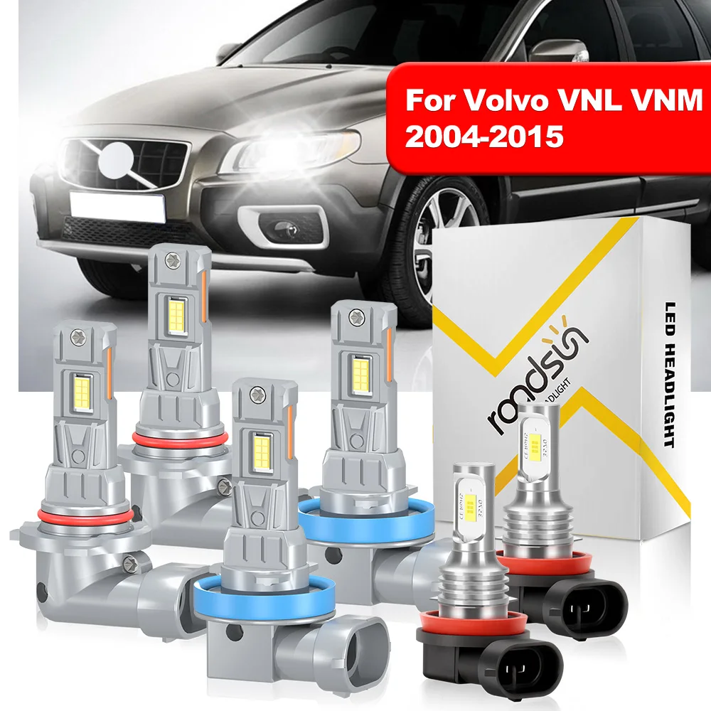 

4/6Pcs For Volvo VNL VNM 2004-2015 9005High Beam H11 Low Beam+H11 Fog Lamp IP68 360°Adjustable