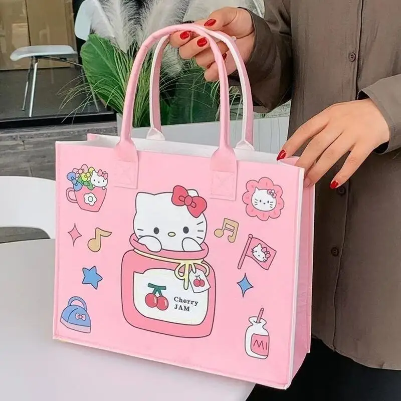 

Sanrio Hello Kitty Felt Bag Miniso Anime Cartoon Cute Kuromi Kawaii Handbag Fashion Shoulder Bag Girl&Child Holiday Gifts