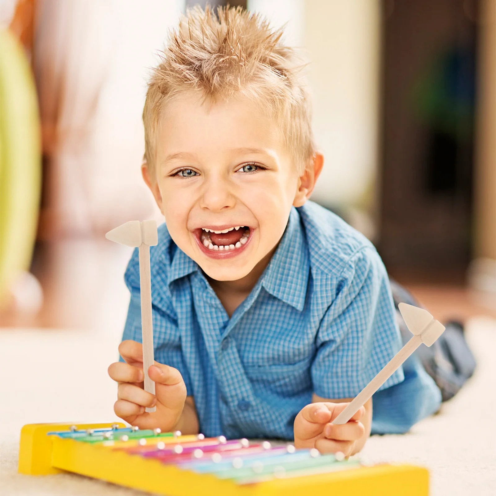 5 قطع مطرقة خشبية صغيرة خفيفة الوزن ومتينة بحواف ناعمة للتدريب على ممارسة ألعاب الدعامة أداة مطرقة صغيرة