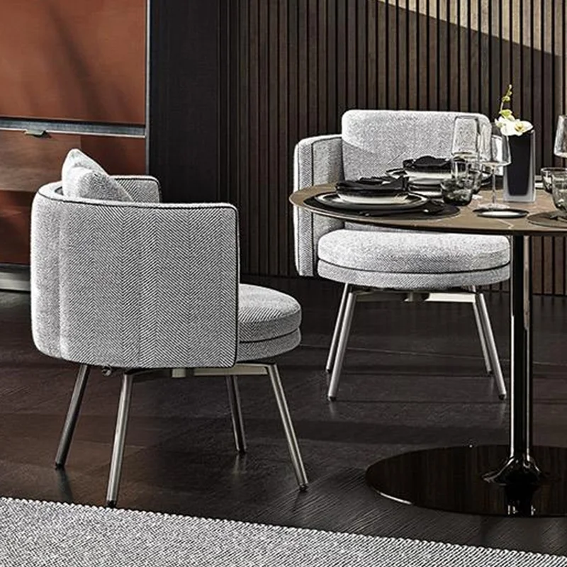 

Comfortable Minimalist Dining Chairs Luxury Modern Backrest Upholstered Chair Makeup Swivel Armrest Silla Dining Table Furniture