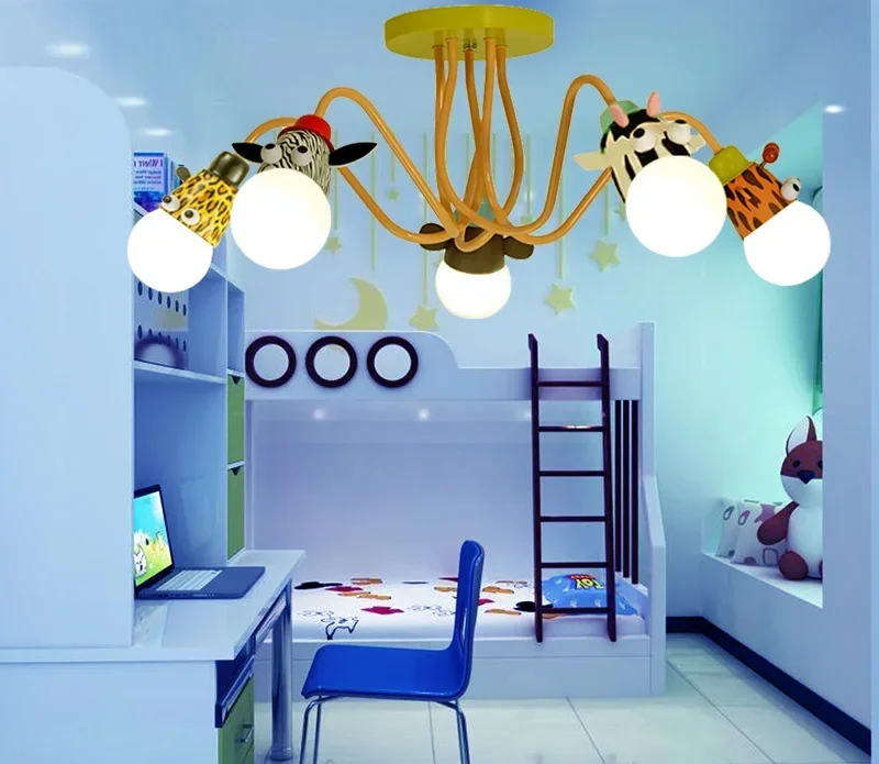 

Kid's Room Lighting Modern 3heads Animal Pendant Lights Child Bedroom Lamp E27 LED For Living Room Home Decoration Lamps