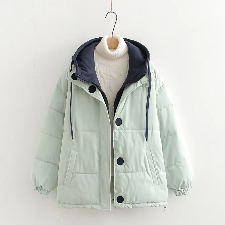 

[Ready Stock] High Quality Women Winter Thick Warm Cotton Jacket Women Parka Fake Two Piece WinterThickened Loose Padded Jackets