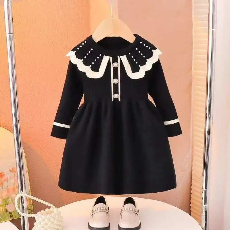 

Girls' Dress Spring and Autumn 2026 New Style Small Fragrant Princess Knitted Children's Baby Fashionable Sweater Skirt
