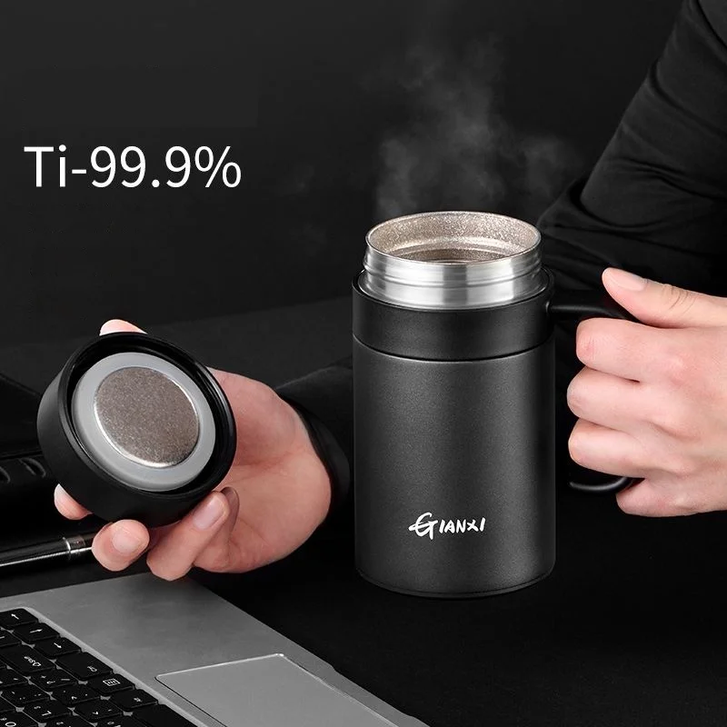 GIANXI Pure Titanium Thermos Cup Tea Cup Tea Separation Cup With Handle Large Capacity men\'s Business Office Water Cup