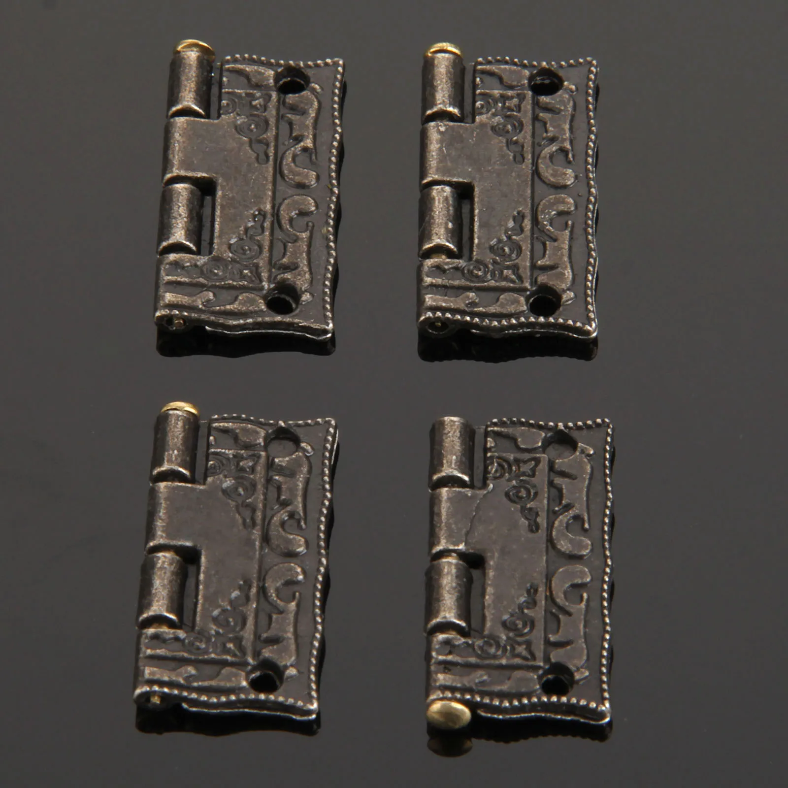 4Pcs Vintage Jewelry Boxes Small Hinge Antique Bronze Cabinet Hinges Furniture Accessories Furniture Fittings With Screws