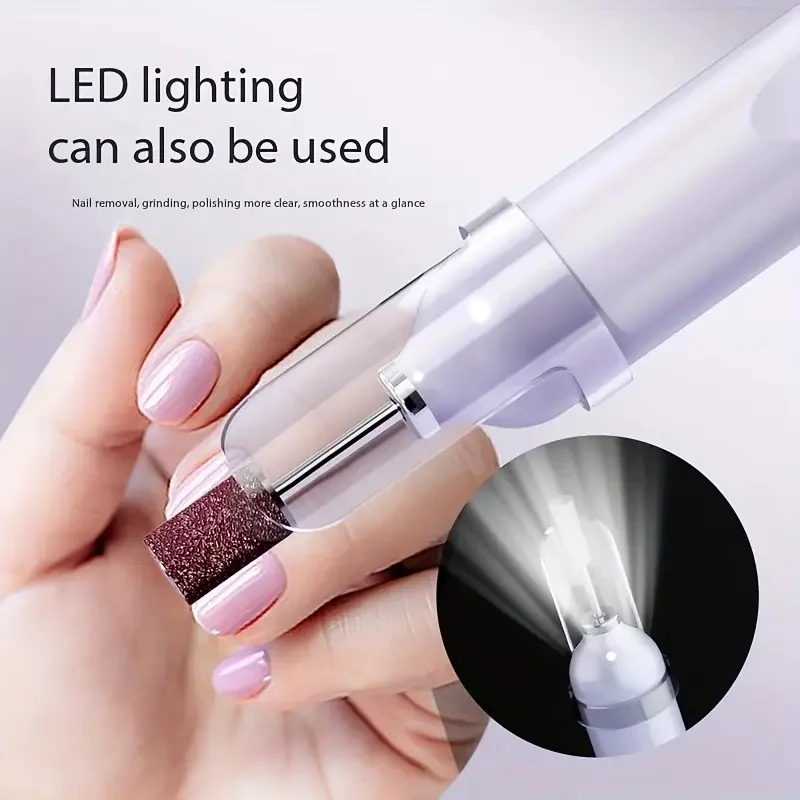 CALIYI 2 in 1 USB Cordless Electric Nail File Set with UV Lamp Light For Nail Art Manicure Pedicure Polishing Tools